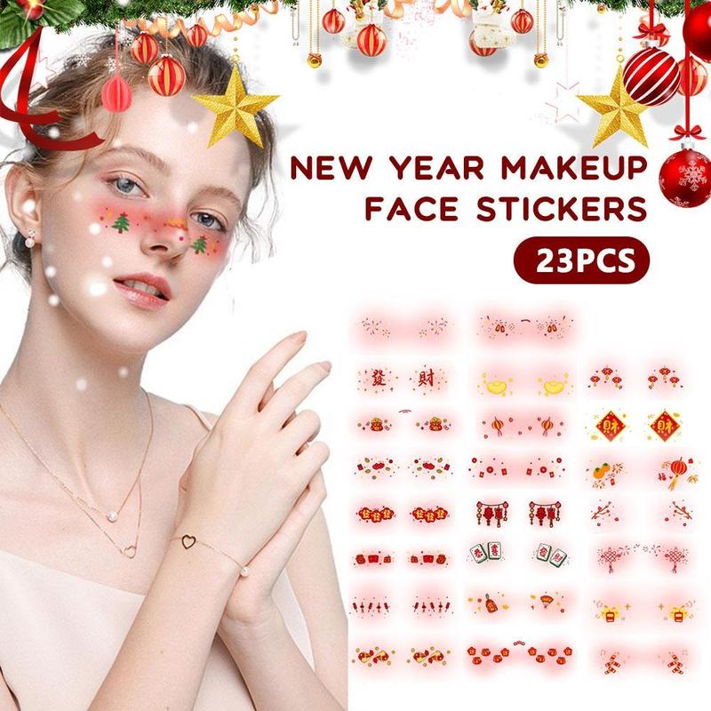 Product Introduction of New Year Makeup Face Paste Santa Claus Face Paste Holiday Party One-time Temporary Stickers For Children 13