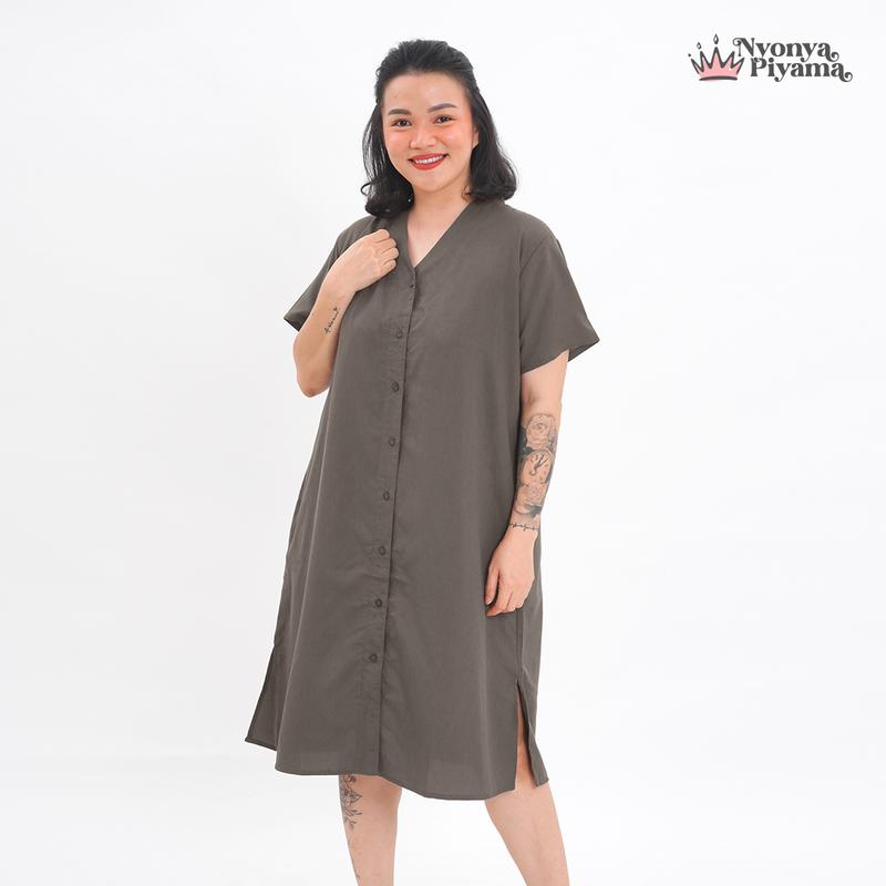 [BEST SELLER] Nyonya Piyama Poly Bamboo Oversized Cozy Dress / Daster Polos Nyaman Santai Wanita Tidur Basic Dewasa Casual 7