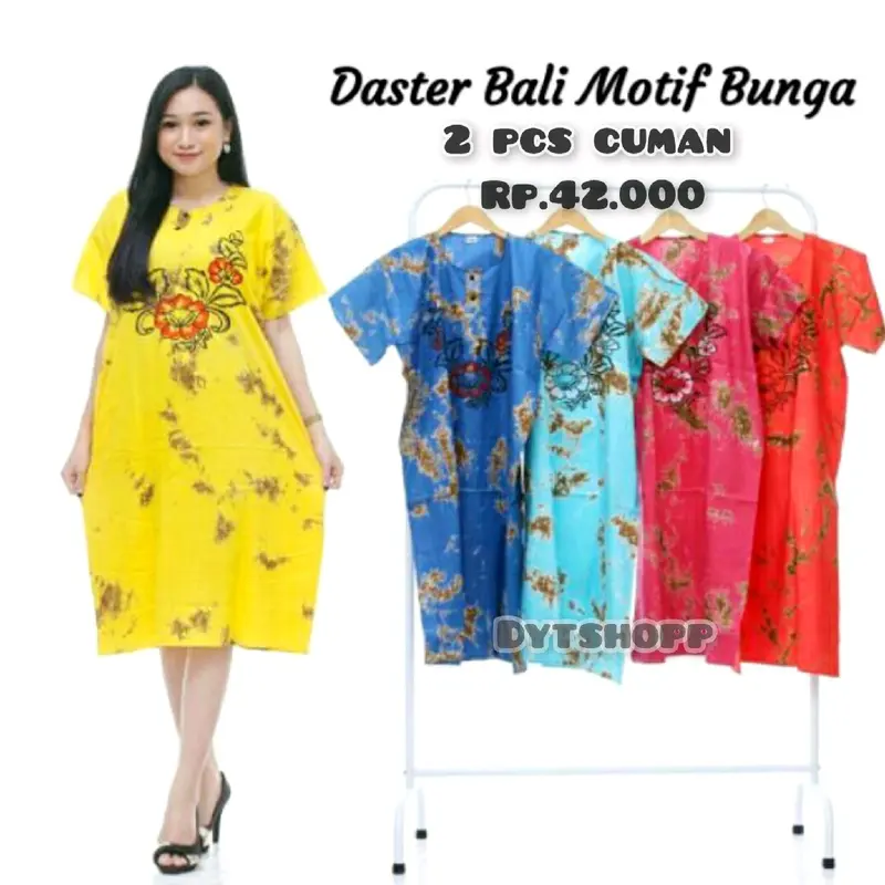 Daster Busui Bali Baju Tidur Bali motif Bunga Jumbo Bahan Rayon Santai Musim dingin Busui Menyusui Panjang  Nyaman Kancing Hamil 0