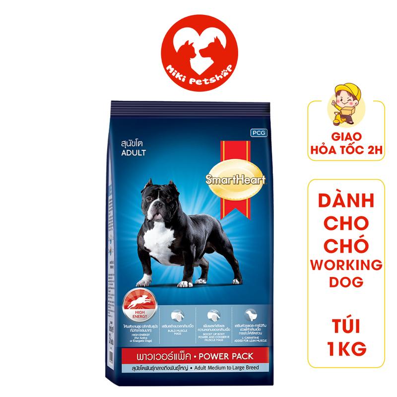 Thức Ăn Hạt Cho Chó Smartheart Power Pack Cho Chó Trưởng Thành Gói 1Kg - Miki Petshop becgie pitbull