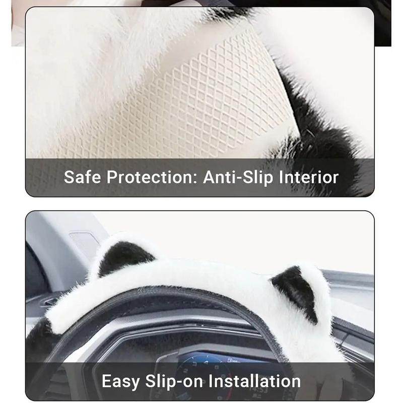 Product Introduction of New Non-slip Steering Wheel Cover Soft Cute Plush Steering Cover Stretchy Warm Cat Ears Steering Wheel Cover for Car Steering 17