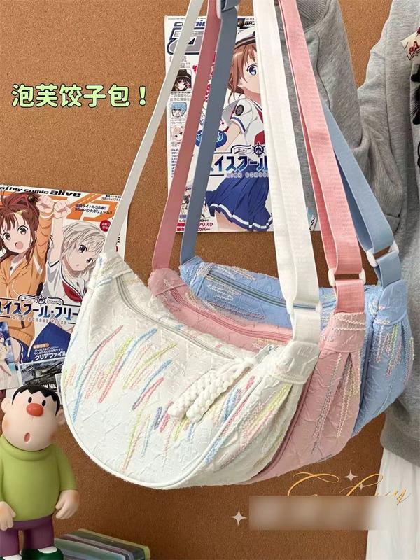 Túi đeo chéo phong cách hàn quốc màu pastel dễ thương ma trắng hồng đen sức chứa lớn hàng mới nhất 2024 - T51