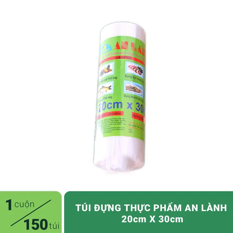 Cuộn 120,150,200 túi đựng thực phẩm An Lành 3 Kích Thước ( 120túi 25x35cm).( 150 túi 20x30cm ). ( 200 túi 17x25cm) Tiện Lợi Cuộn 250G 1