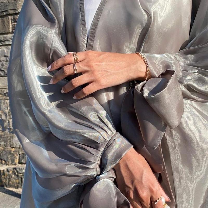 Váy Ngoại Cỡ Châu Âu Và Mỹ Cho Nữ, Áo Cardigan Tay Phồng Thanh Lịch, Váy Dài, Abaya Hồi Giáo, Trung Đông, Dubai 3