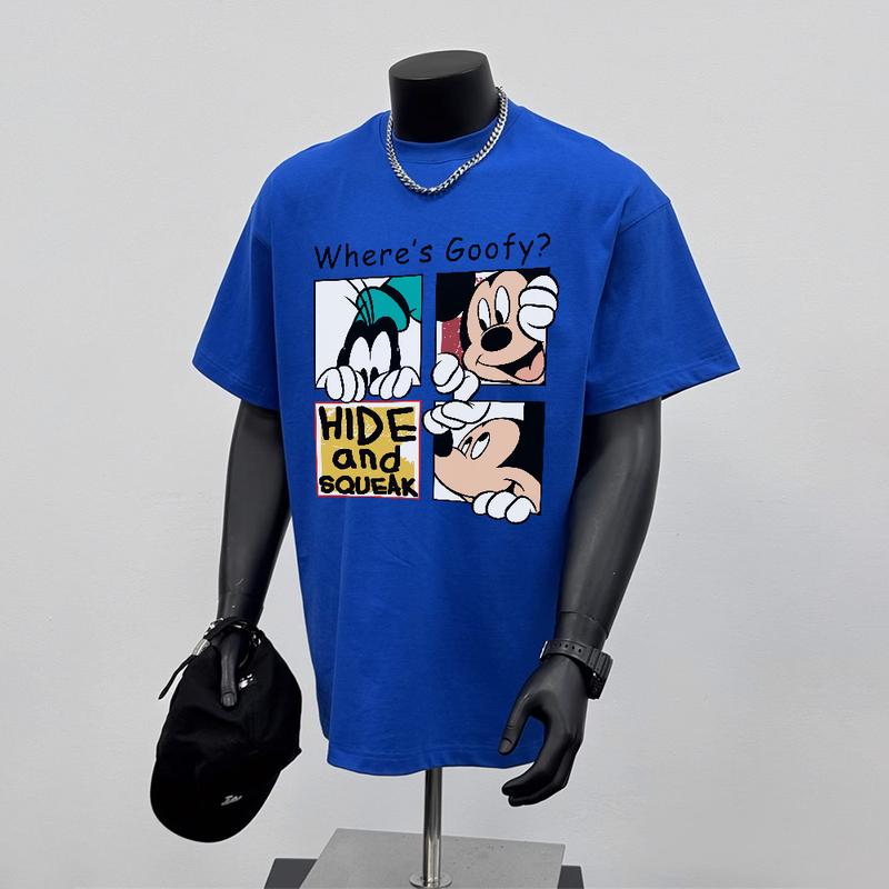 Product Introduction of Áo Thun Hoạt Hình Dáng Rộng Thùng Thình Ngắn Tay, 100% Cotton, Áo Cổ Thuyền, Dành Cho Nam Và Nữ, Unisex Menswear 11
