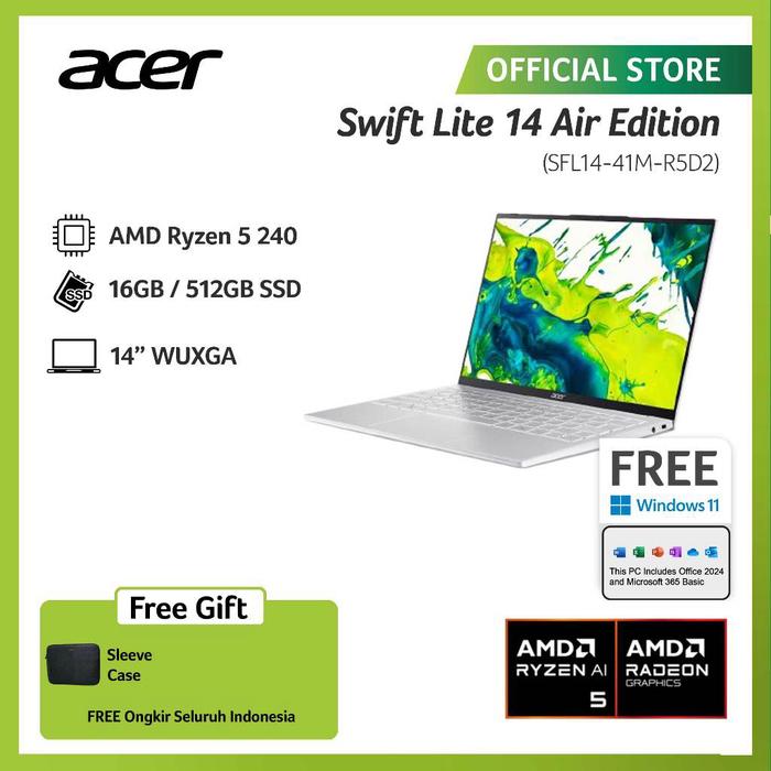 Promo ACER LAPTOP SWIFT LITE 14 AIR EDITION SFL14-41M-R5D2 AMD RYZEN 5 ...