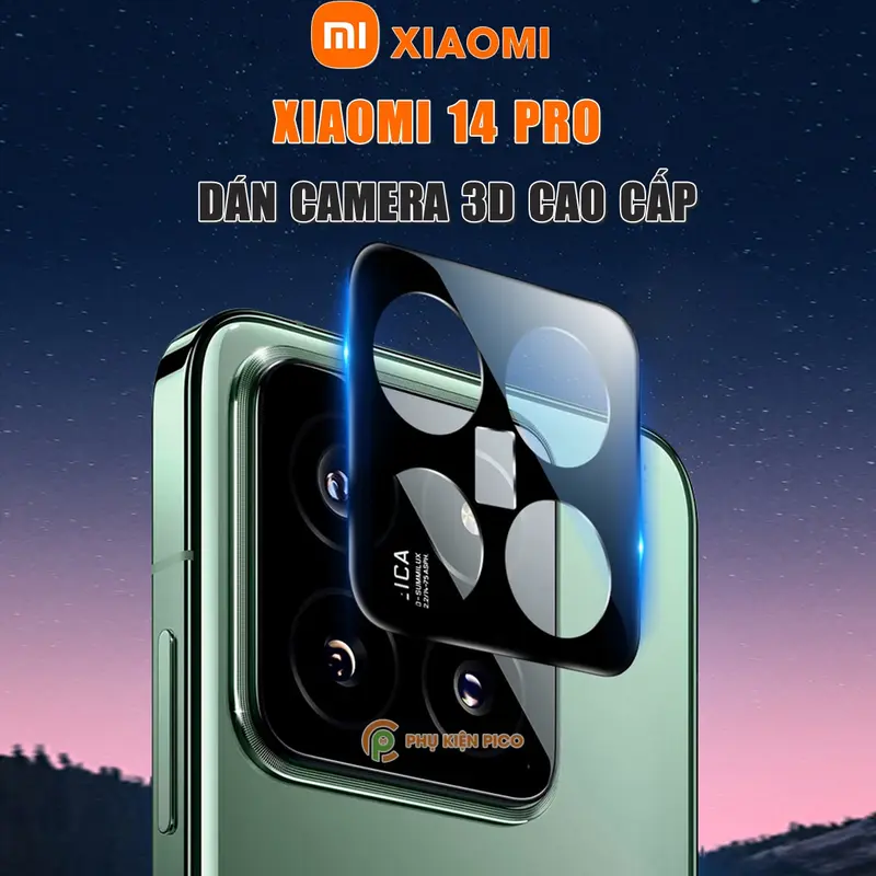 Dán camera Xiaomi 14 Pro thấu kính nổi 3D - Cường lực camera Xiaomi Mi 14 Pro độ cứng 9H trong suốt 0