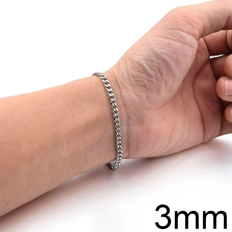 Vòng Tay Nam Dây Chuyền Xích Hợp Xu hướng Hàng Mới Về, Phong Cách Cổ Điển, Dây Chuyền Rộng 3 / 5 / 7 / 9Mm, Thích Hợp Cho Nam Và Nữ, Tuyệt Vời Làm Quà Tặng 5