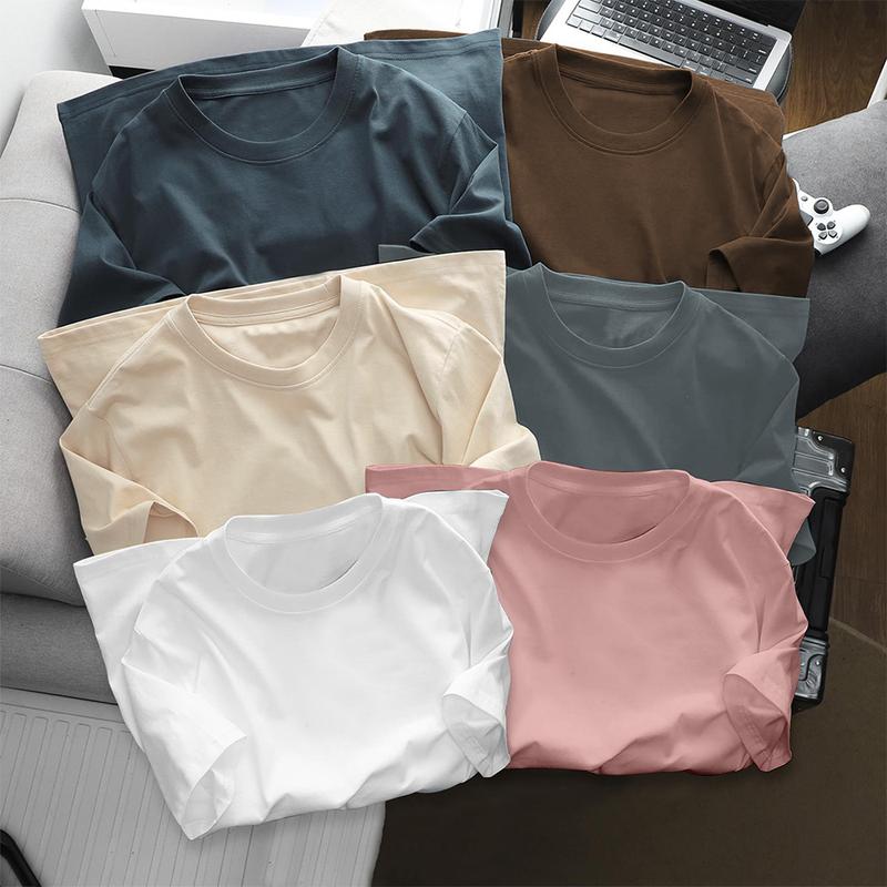 Áo thun trơn cổ tròn vải cotton co dãn thoáng mát trẻ trung thanh lịch Menswear Tre