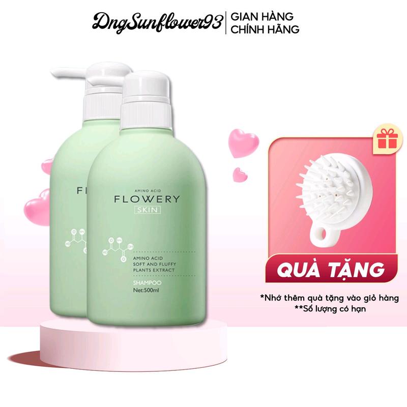Combo dầu gội dầu xả nước hoa muối biển Flowery 500ml Không chứa silicon Gội Đầu