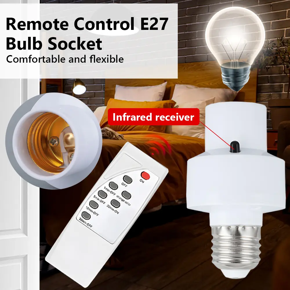 【BUY 1 GET 1】E27 Remote Control Lamp Holder Intelligent Wireless LED ...