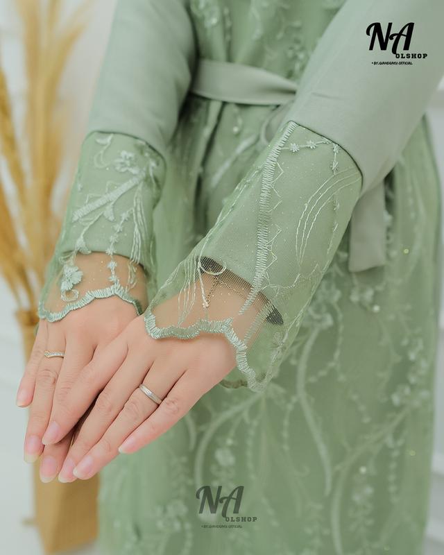 Gamis terbaru Brokat  Motif tile bordir SABRINA DRESS elegan simple cantik ukuran L XL XXL JUMBO 2