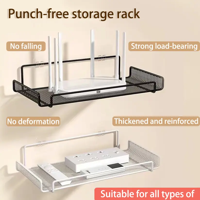 Wall Shelf Wall Mounted WiFi Router Shelf/TV Set-Top Storage Box Organization Waterproof Telephone Storage Rack Organiser Naka-wall mount WiFi Router Shelf/TV Set-Top Storage Box Waterproof Telephone Storage Rack Organizer