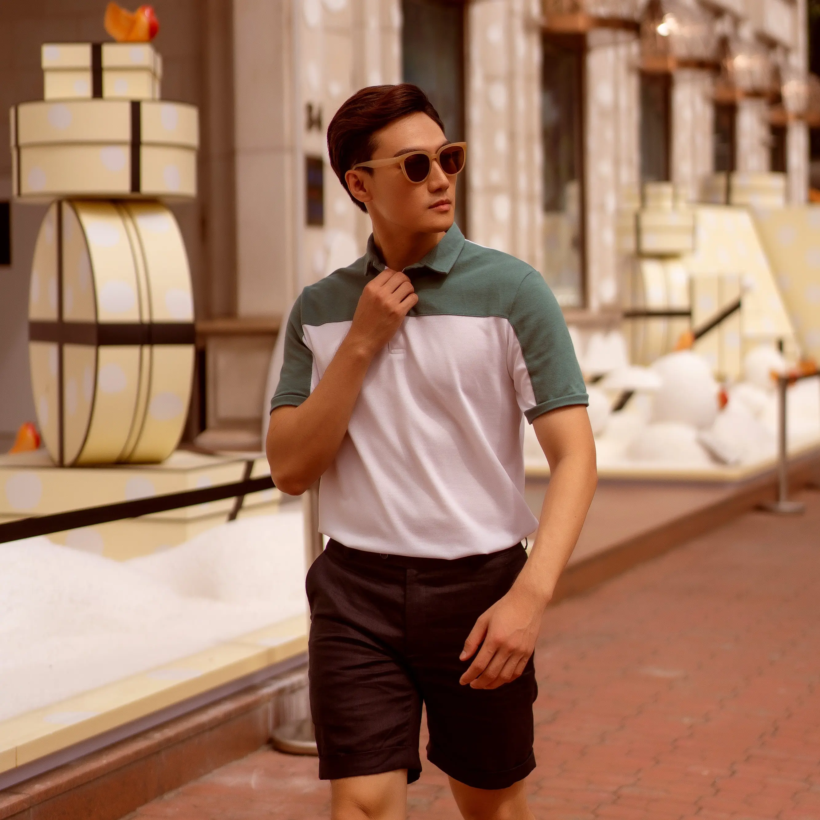 Áo Thun Nam Cotton Trắng Xanh F2 FASHION AND FREEDOM TC408-TRẮNG XANH