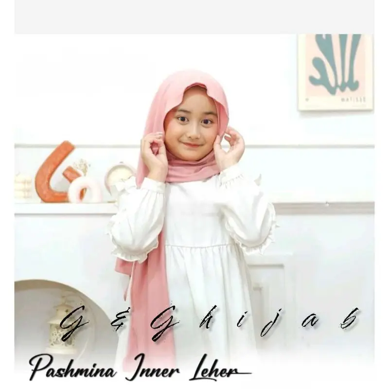 Pashimina Anak Instan Inner Leher | Pastan Inner Menutup Leher Anak Jersey Premium 6 Samapai 13 Tahun 2