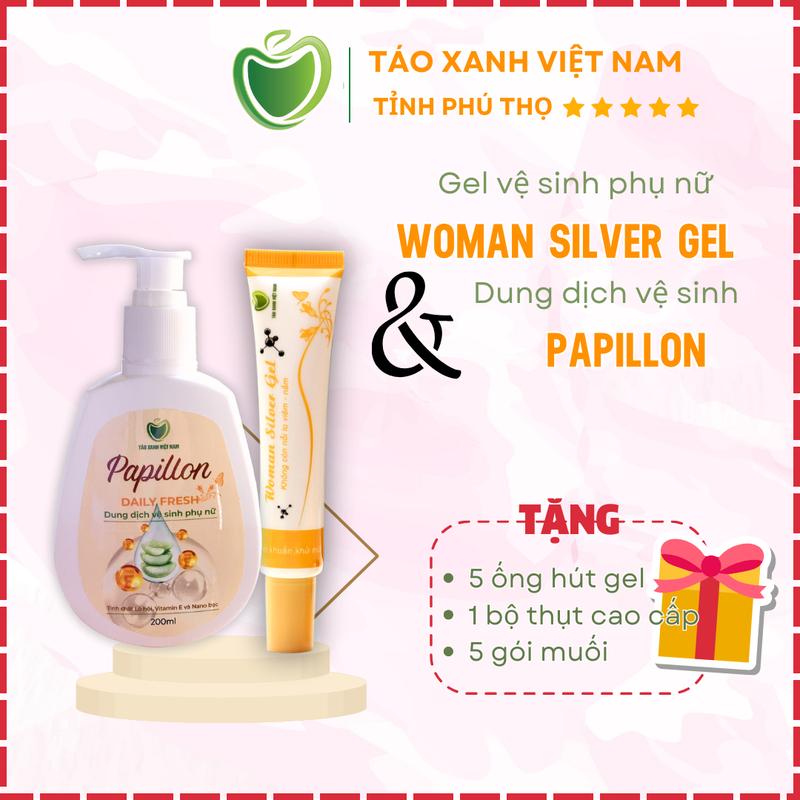 Combo   Woman silver gel  và dung dịch vệ sinh phụ nữ nano bạc Táo xanh vn Women 0