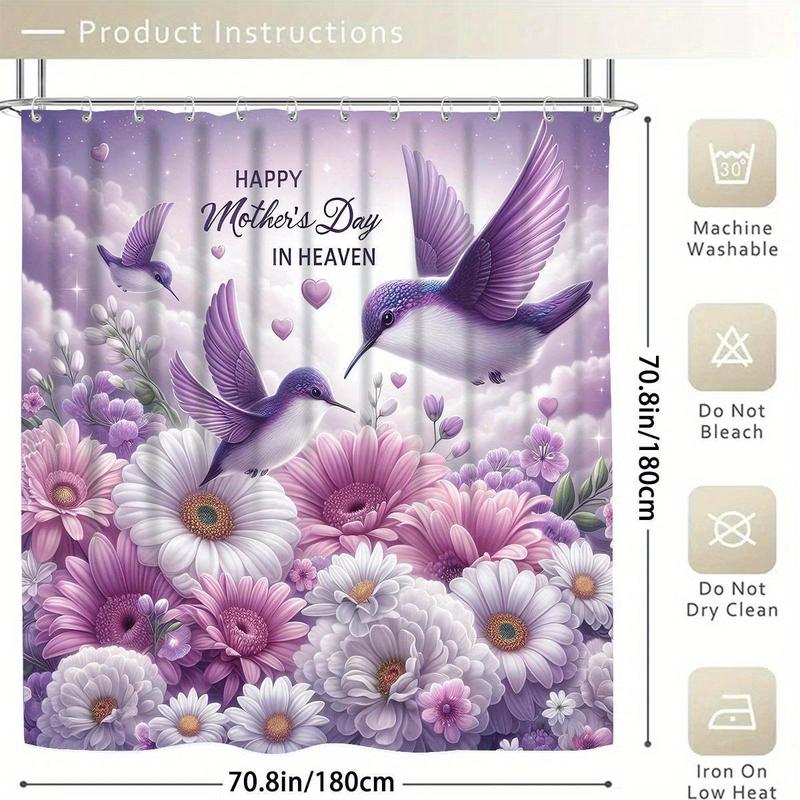 Product Introduction of Flower Pattern Bathroom Decorations, 4 Counts/set Including Shower Curtain & Toilet Lid Cover & Mat & U-shaped Mat, Bathroom Decor Supplies 5