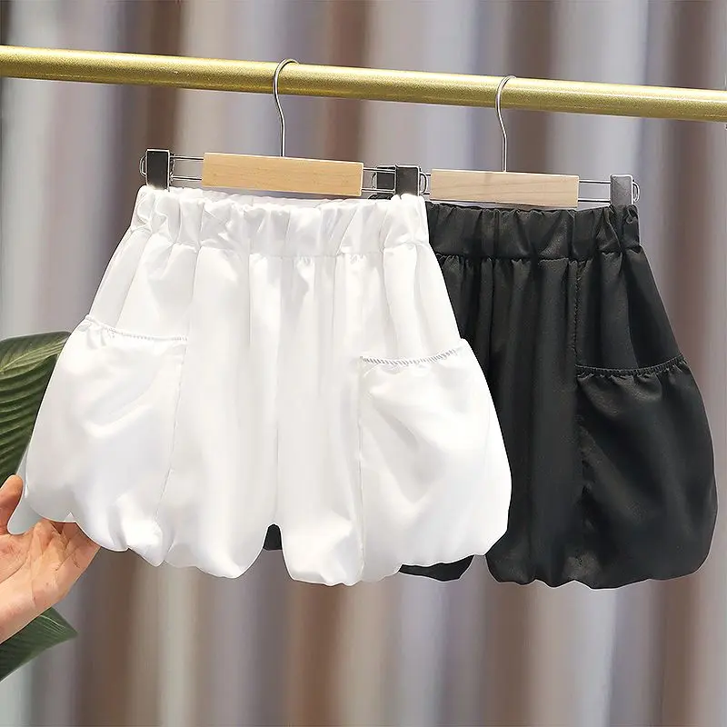 Girls' Lantern Shorts Summer 2024 New Fashionable Thin Casual Outdoor Flower Pants for Kids