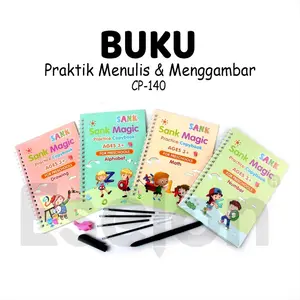 1set isi 4 Buku Ajaib Belajar   Menulis / Sank Magic Practice Copybook
