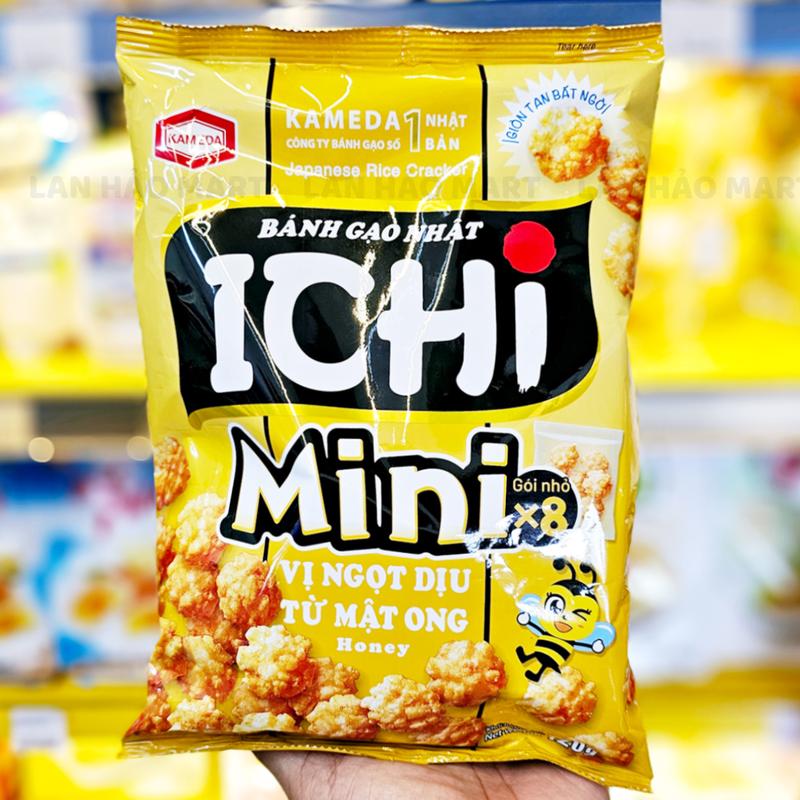 Bánh gạo ICHI MINI vị mật ong gói 120g, bánh gạo chiên viên nhỏ ăn vặt giòn tan, vừa miệng