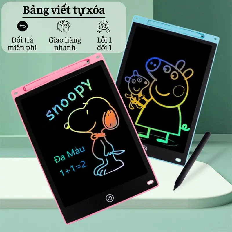 Bảng Viết Tự Xóa LCD Thông Minh Cho Bé - Màn Hình Chống Cận Bảo Vệ Mắt