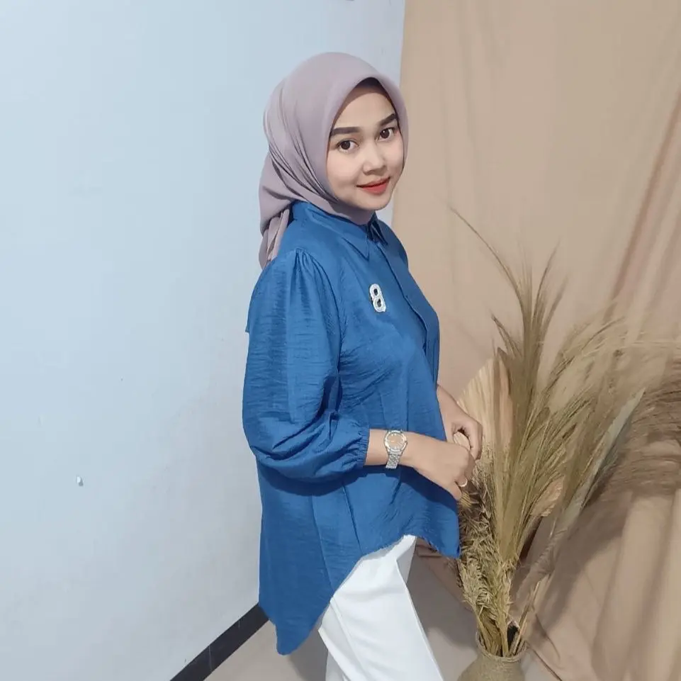 Kemeja Laura Polo Linen Atasan Wanita