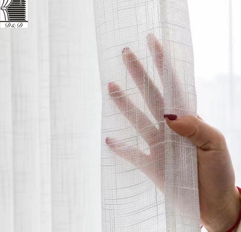 Vải voan lưới màu trắng có họa tiết - Rèm cửa D&D