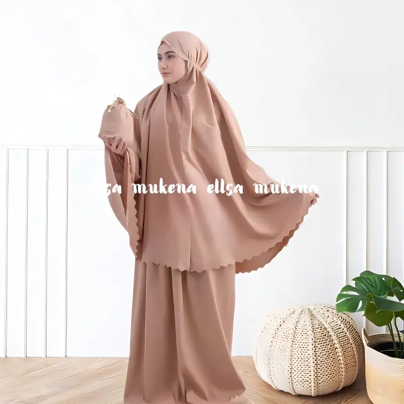 Mukena Dewasa Traveling Malda Lasercut 2in1 Katun Mikro Super Silky Polos 2