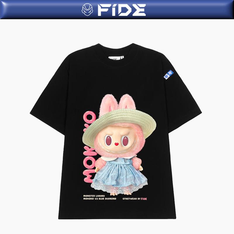 Áo thun FIDE LABUBU phông unisex form rộng local brand nam nữ cổ tròn oversize - AT84 Menswear Cotton Kem