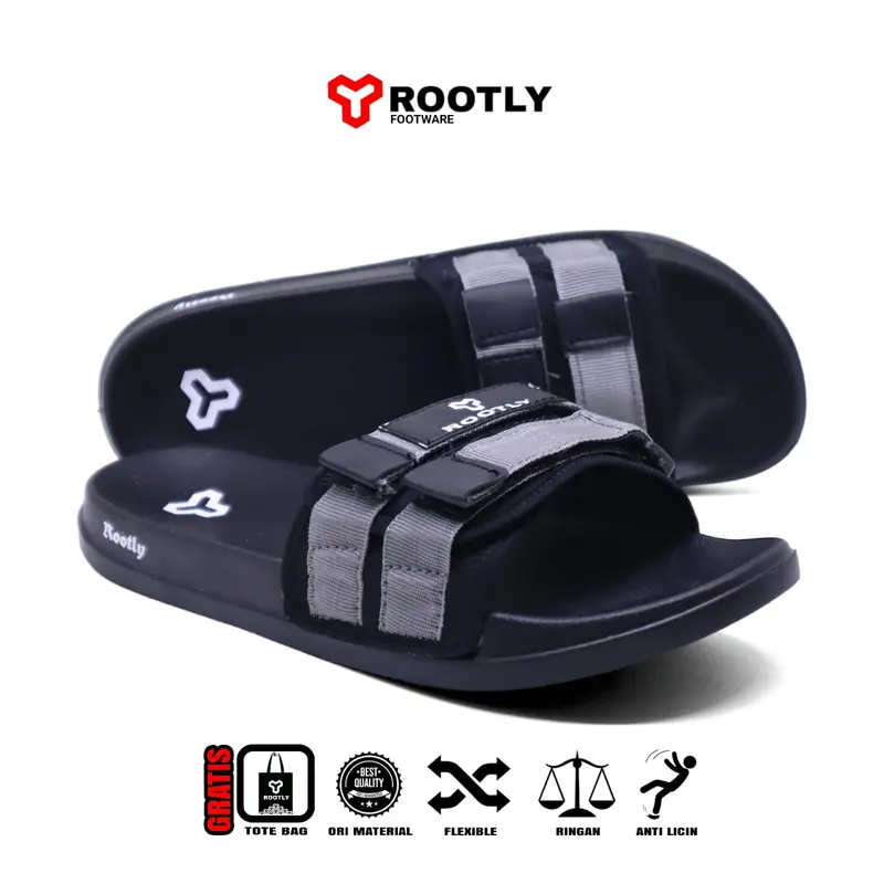 Rootly - Sandal Pria Slide Velcro Webing Abu Staylist Selop Sendal Shoes 1
