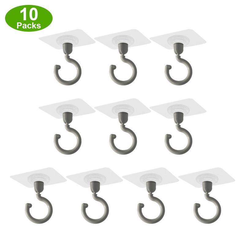 Ceiling Hook (10pcs), Multipurpose Self Adhesive No Drill Ceiling Rotating Hanging Hook, 360-degree Rotatable Hooks for Hanging Light Plants Lanterns Wind Chime 6