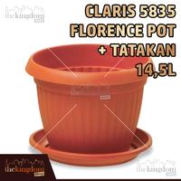 Gambar Claris Garden 5835 Florence Pot Tanaman Kebun Taman + Tatakan 14,5L dari The Kingdom Shop Kota Administrasi Jakarta Utara 1 Tokopedia