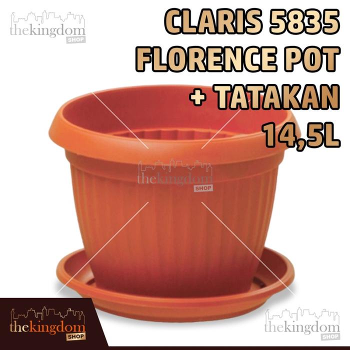 Gambar Claris Garden 5835 Florence Pot Tanaman Kebun Taman + Tatakan 14,5L dari The Kingdom Shop Kota Administrasi Jakarta Utara Tokopedia