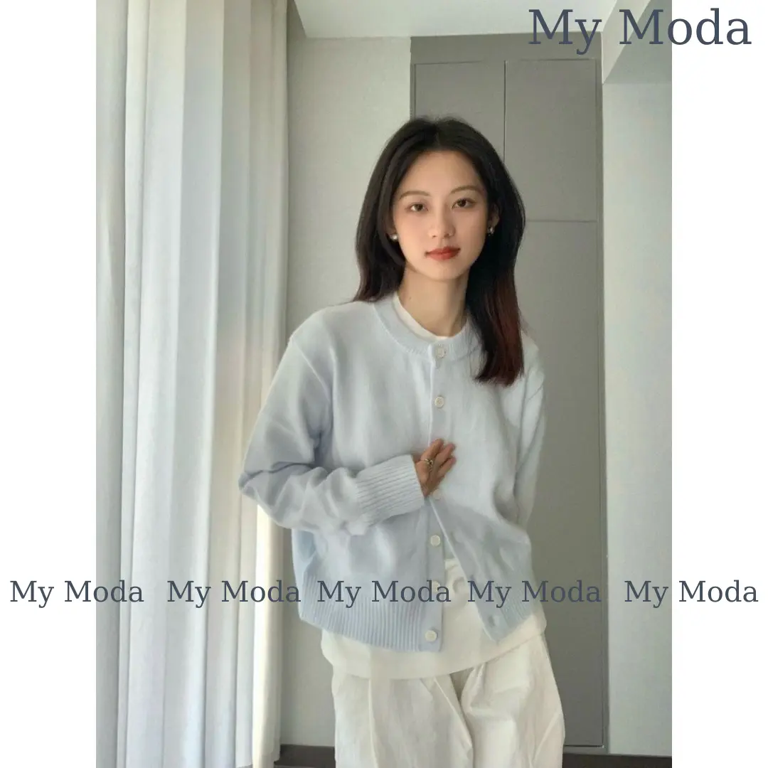 My Moda áo len cardigan màu xanh thiên thanh dịu dàng nữ tính MM475