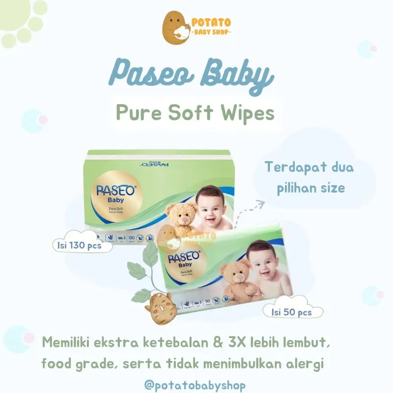 Paseo Baby Tissue Bayi Travel Pack 50 Sheets dan 130 Sheets