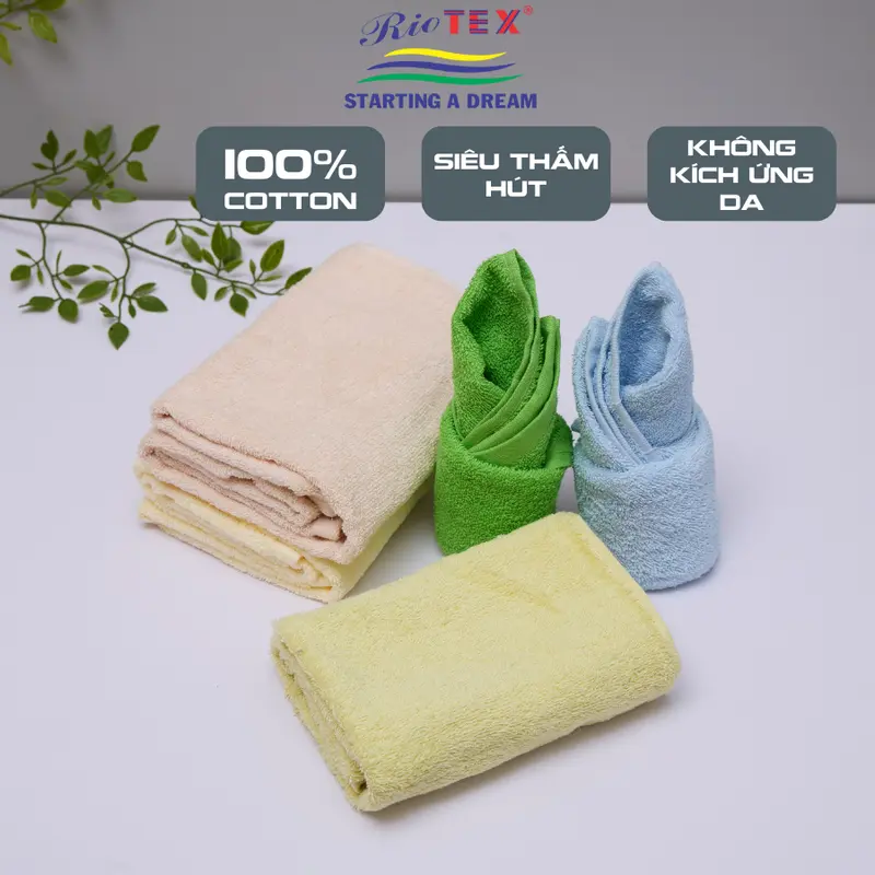 (giao màu ngẫu nhiên) Combo 5 khăn mặt cotton 34x78cm mềm mịn thấm hút không xù lông không ra màu Nhà Tắm 6