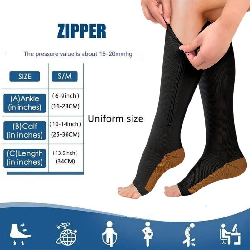 Product Introduction of Zipper Design Compression Leg Sleeves, 1 Pair Breathable Comfortable Leg Sleeves, Sports Leg Sleeves for Outdoor Running Climbing 1