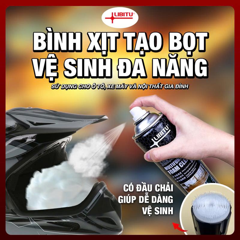  Chai Xịt Bọt Vệ Sinh Nội Thất Đa Năng LIBITU Vệ Sinh Mũ Bảo Hiểm Nội Thất Xe Máy Ô tô Ghế Sofa Giày Bếp,...Bảo Vệ Nội Thất  650ml  