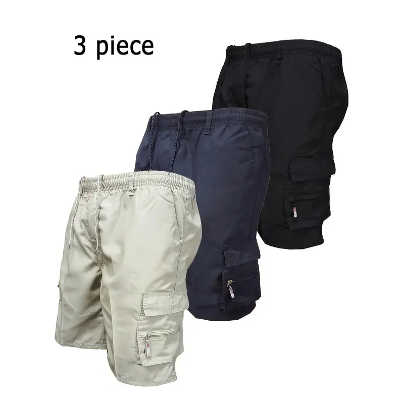 Men's Workwear Shorts 3pcs Set Camouflage Workwear Shorts Outdoor Tactical Shorts Casual Sports Pants Loose Elastic Waist Work Hiking Sports Shorts 3pcs Set 4