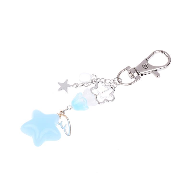 Product Introduction of Retro Cute Jelly Star Charm Keychain Handmade Pink And Blue Y2K Matching Keychain CCD Pendant Phone Chain 25
