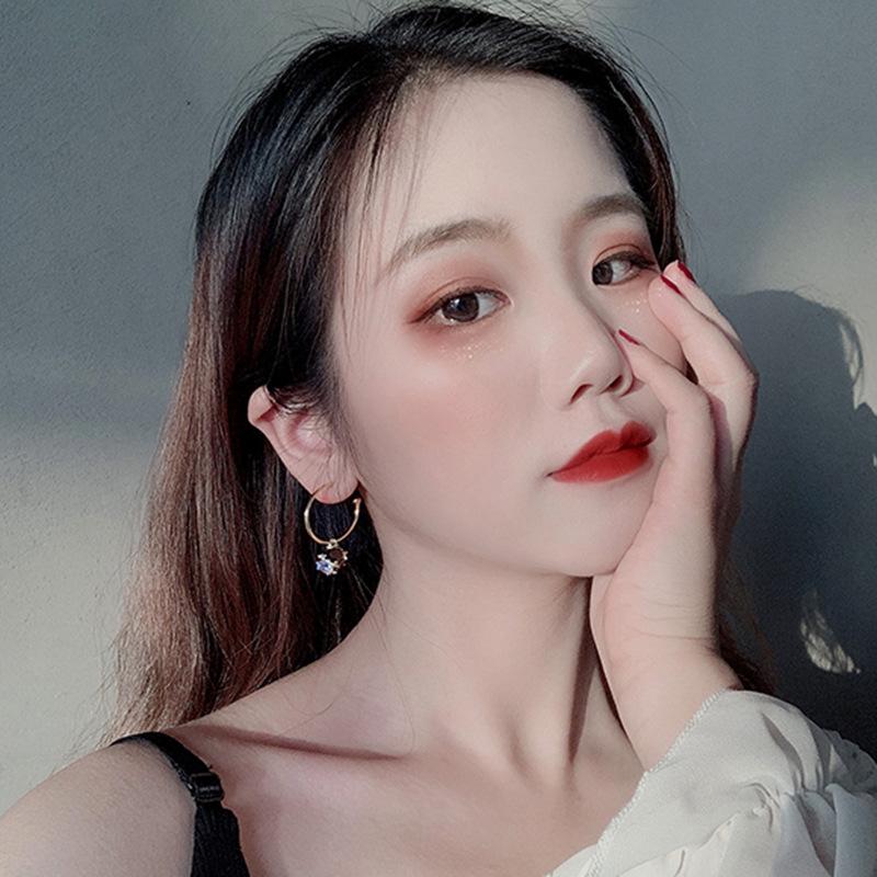 Sterling Silver Needle High-Grade Temperament Crystal Earring Eardrop Female Online Influencer Personalized round Ring Earrings 2023 New Studs 1