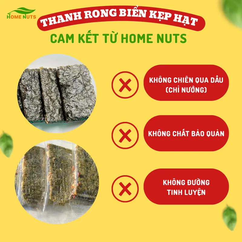 [Flash sale] Rong biển kẹp hạt dinh dưỡng gồm hạt điều, hạnh nhân lát, bí xanh, gạo lứt không chiên qua dầu, không chất bảo quản vị mằn mặn nhẹ Snack Food Ăn Vặt Thức Ăn Lá Rong Biển Home Nuts 7