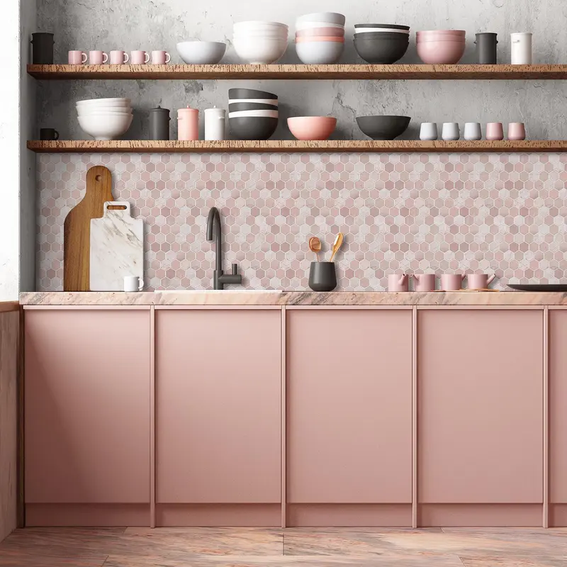 3D Honeycomb Shaped Faux Tile Sticker, Self-adhesive Wall Sticker, Waterproof Wall Decal, Suitable for Kitchen, Living Room and Bathroom, Decorative, Decoration Items, Interior 2