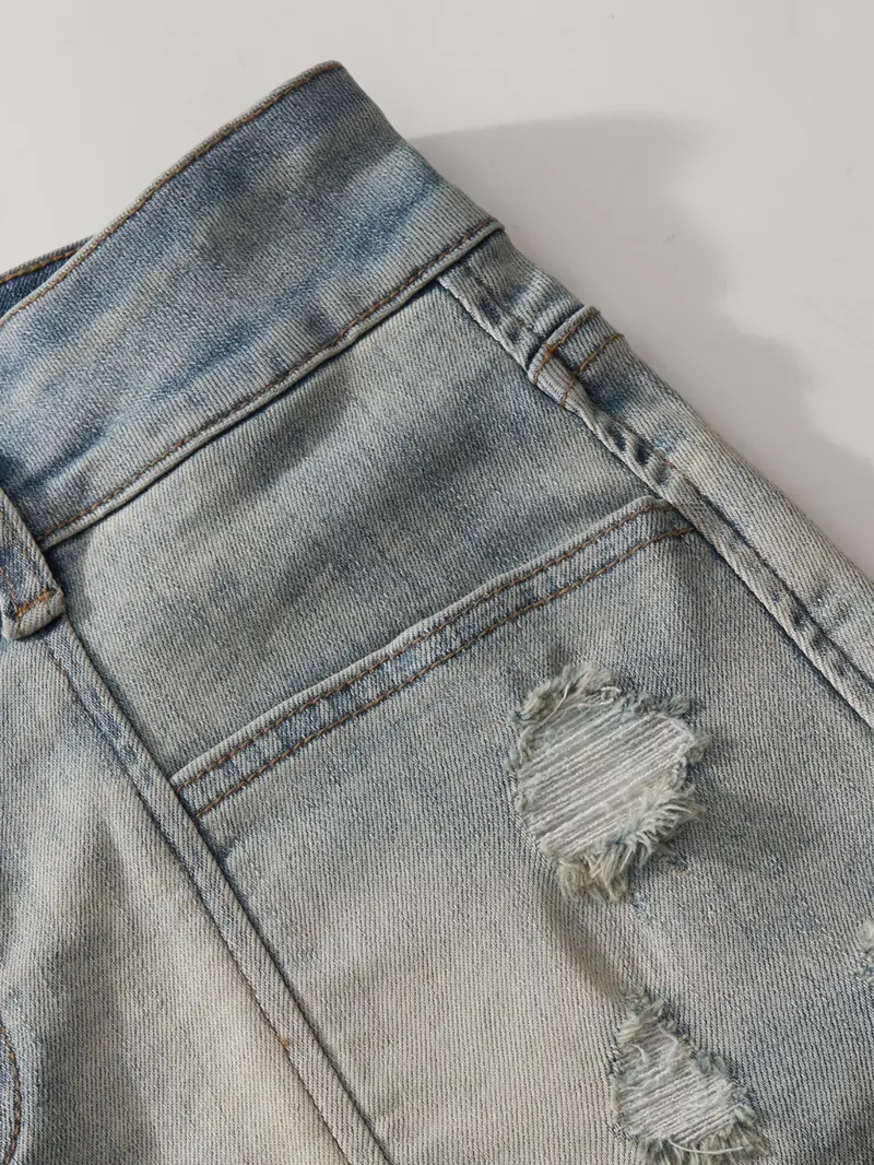 Product Introduction of Women's Plain Raw Hem Pocket Denim Shorts, Casual Fashion Button Decor Shorts for Daily Wear, Ladies Bottoms for Summer 5