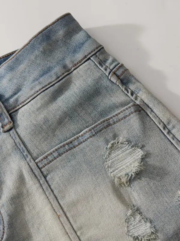 Women's Plain Raw Hem Pocket Denim Shorts, Casual Fashion Button Decor Shorts for Daily Wear, Ladies Bottoms for Summer 4