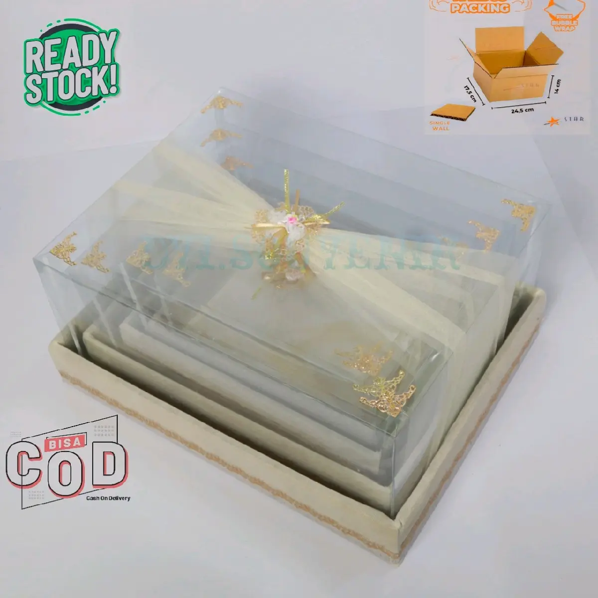 kotak hantaran pernikahan mika tile set lengkap isi 4 merah pita Seserahan Foto