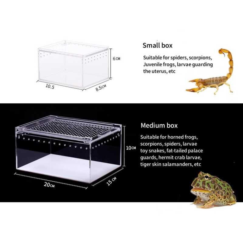 Product Introduction of Transparent Acrylic Reptile Breeding Box Lizard Amphibian Spider Terrarium Leak proof Habitat Arboreal Tarantula Enclosure 26