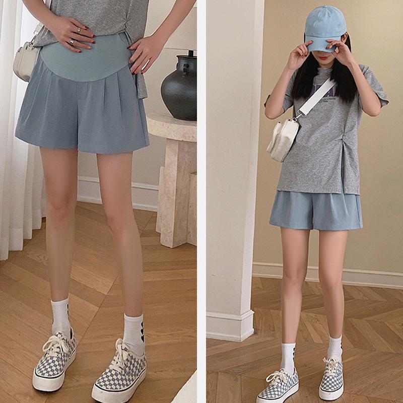 Summer Thin Maternity Shorts For Outer Wear Plus Size Pregnancy Belly Support Casual Loose Wide Leg Cloud Three-point Pants 5