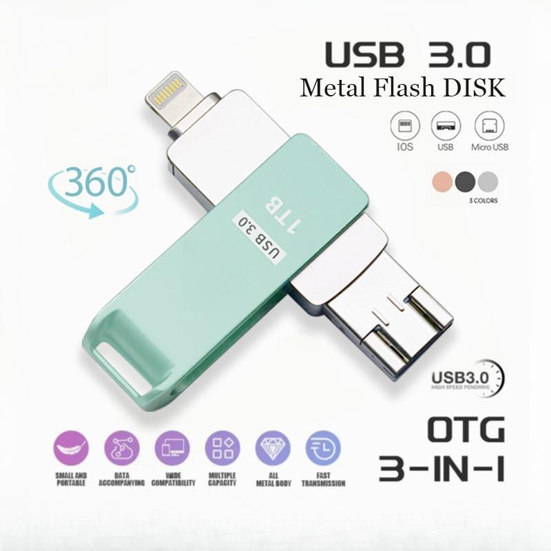 （Barang spot）FlashDisk iPhone USB3.0 Stik Memori Tiga-Dalam-Satu Flash ...