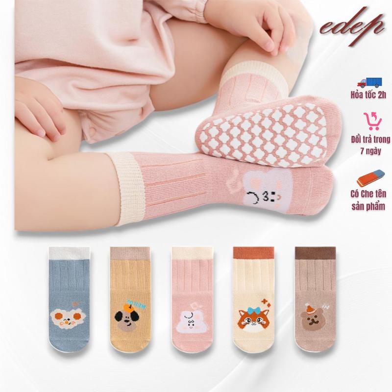 Sét 10 đôi tất XỊn Cho Bé Trai gái Trẻ Sơ Sinh Chống Trơn Trượt Họa Tiết XInh Xắn EDEP